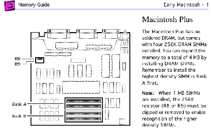 Macintosh Plus geheugen upgrade instructies